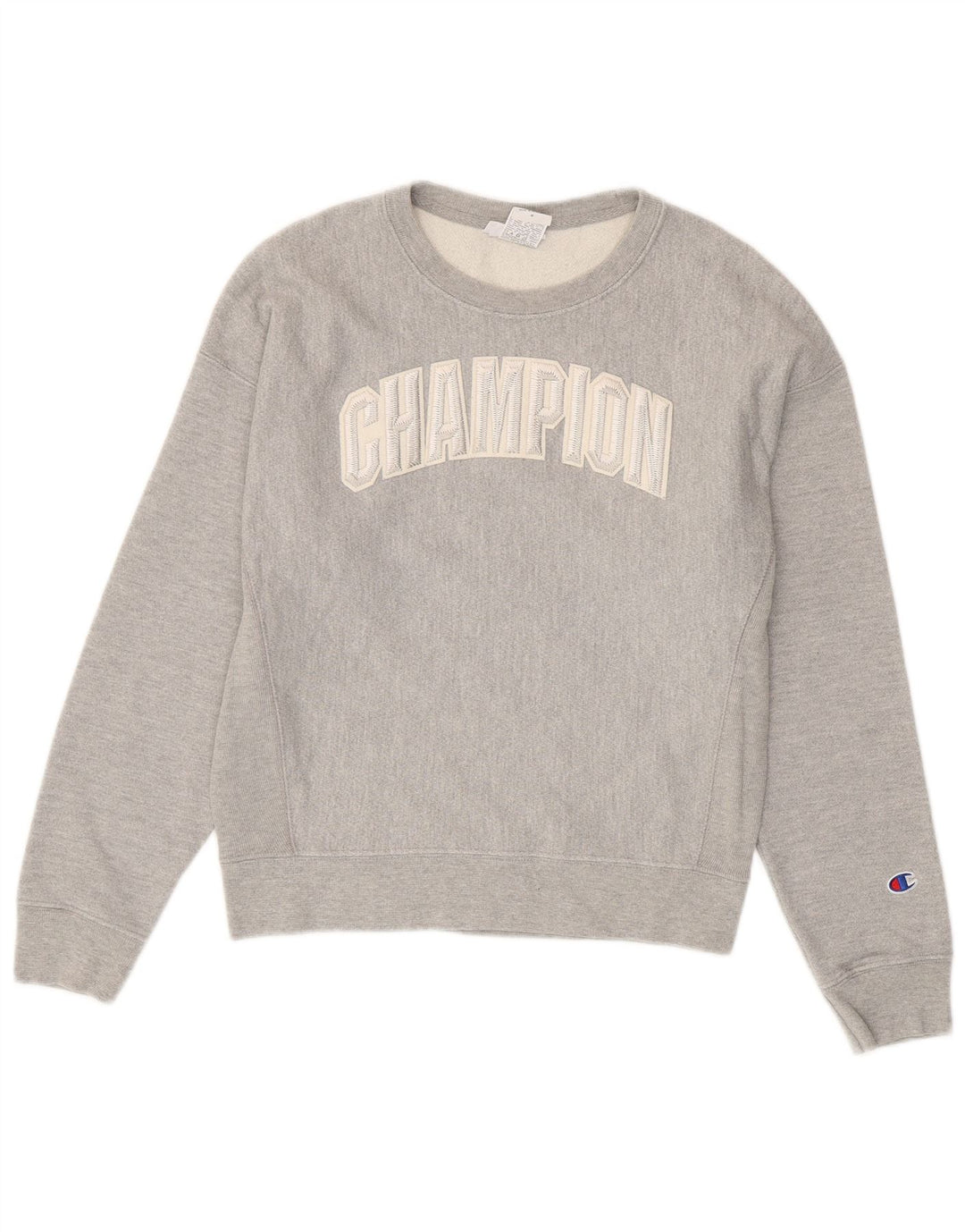 CHAMPION Damen Grafik-Sweatshirt-Pullover UK 14 Mittelgraue Baumwolle