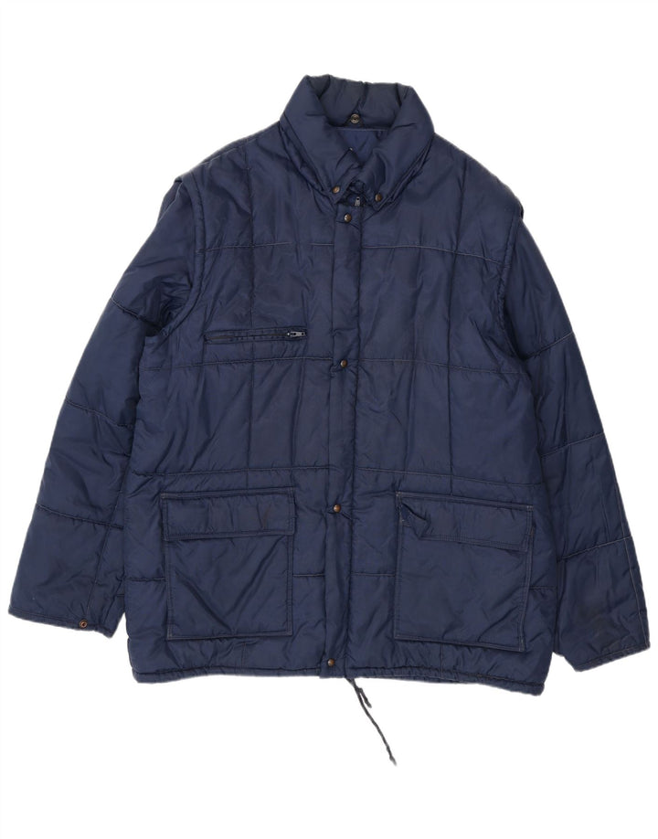 Vintage Herren Wattierte Jacke UK 42 XL Marineblau