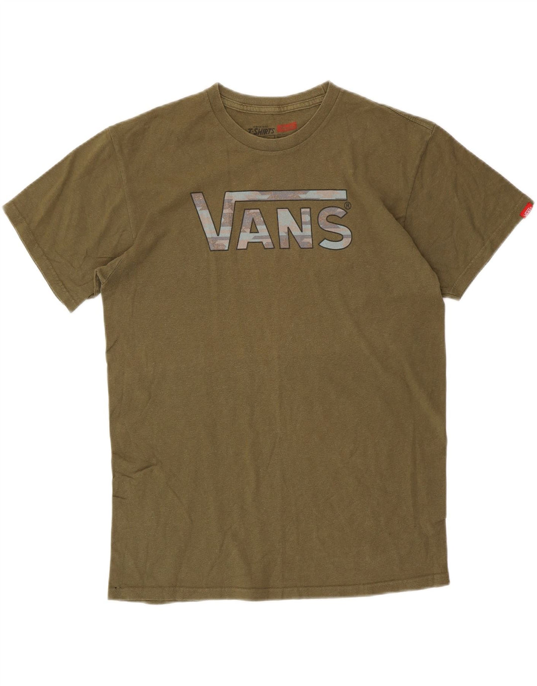 VANS Herren-T-Shirt mit klassischem Grafik-Design, mittlere Khaki-Baumwolle