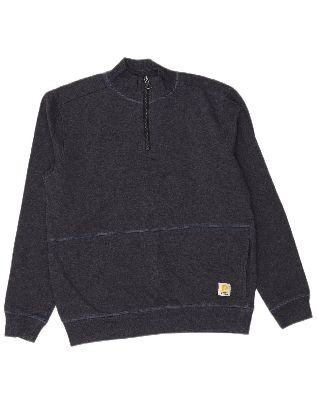 Pierre Cardin Herren-Sweatshirt mit Reißverschluss am Hals, Größe S, marineblaue Baumwolle