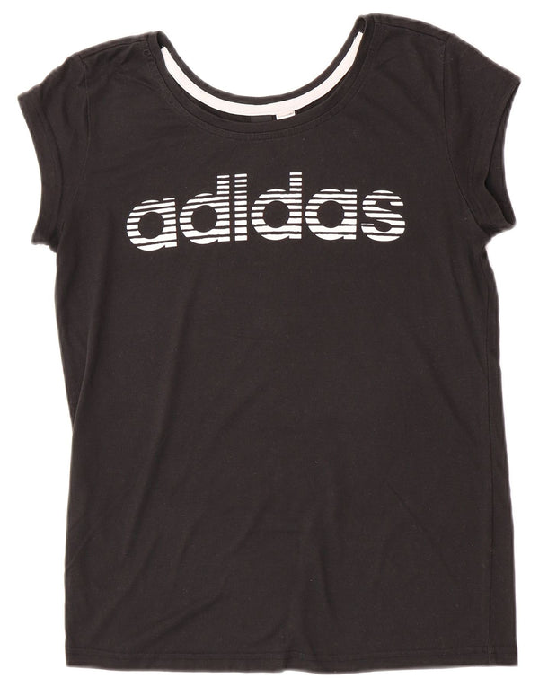 Adidas Damen Graphic T-Shirt Top UK 12 Medium Schwarz