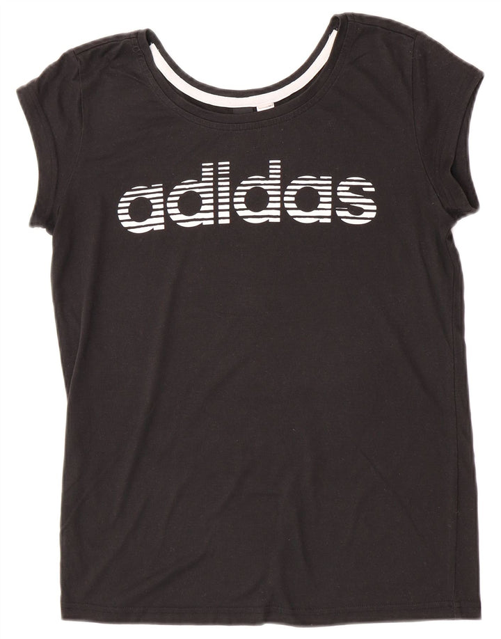 Adidas Damen Graphic T-Shirt Top UK 12 Medium Schwarz