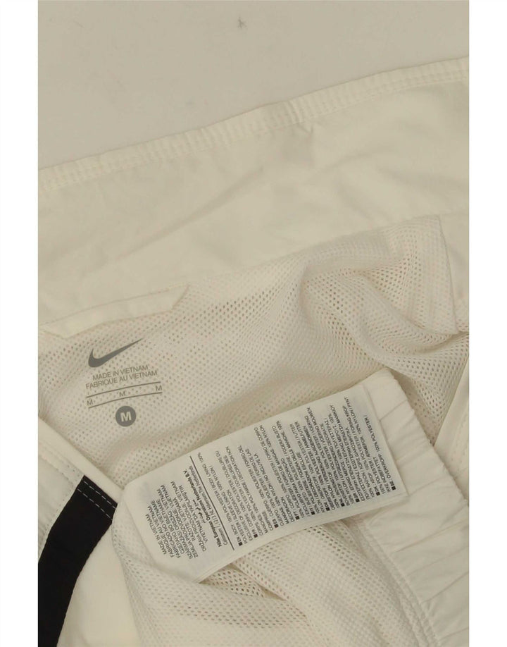 Nike Damen-Trainingsanzug-Top-Jacke UK 14 Mittelweißes Colourblock-Polyester