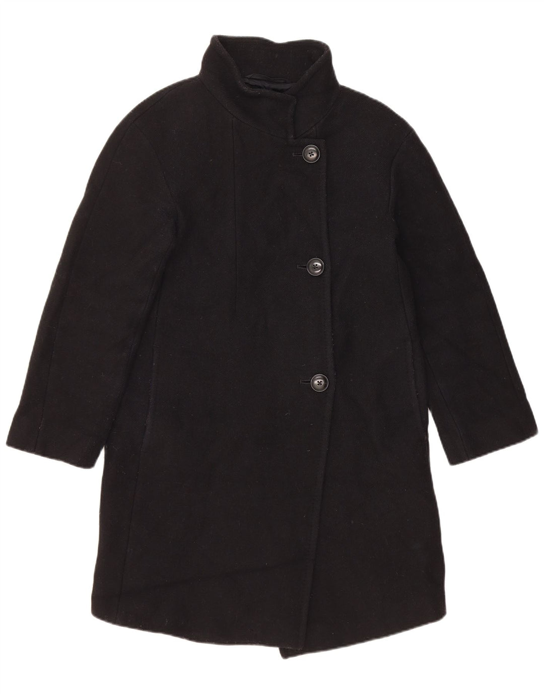 Massimo Dutti Damen Loose Fit Mantel EU 34 2XS Schwarze Wolle
