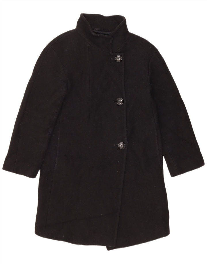 Massimo Dutti Damen Loose Fit Mantel EU 34 2XS Schwarze Wolle