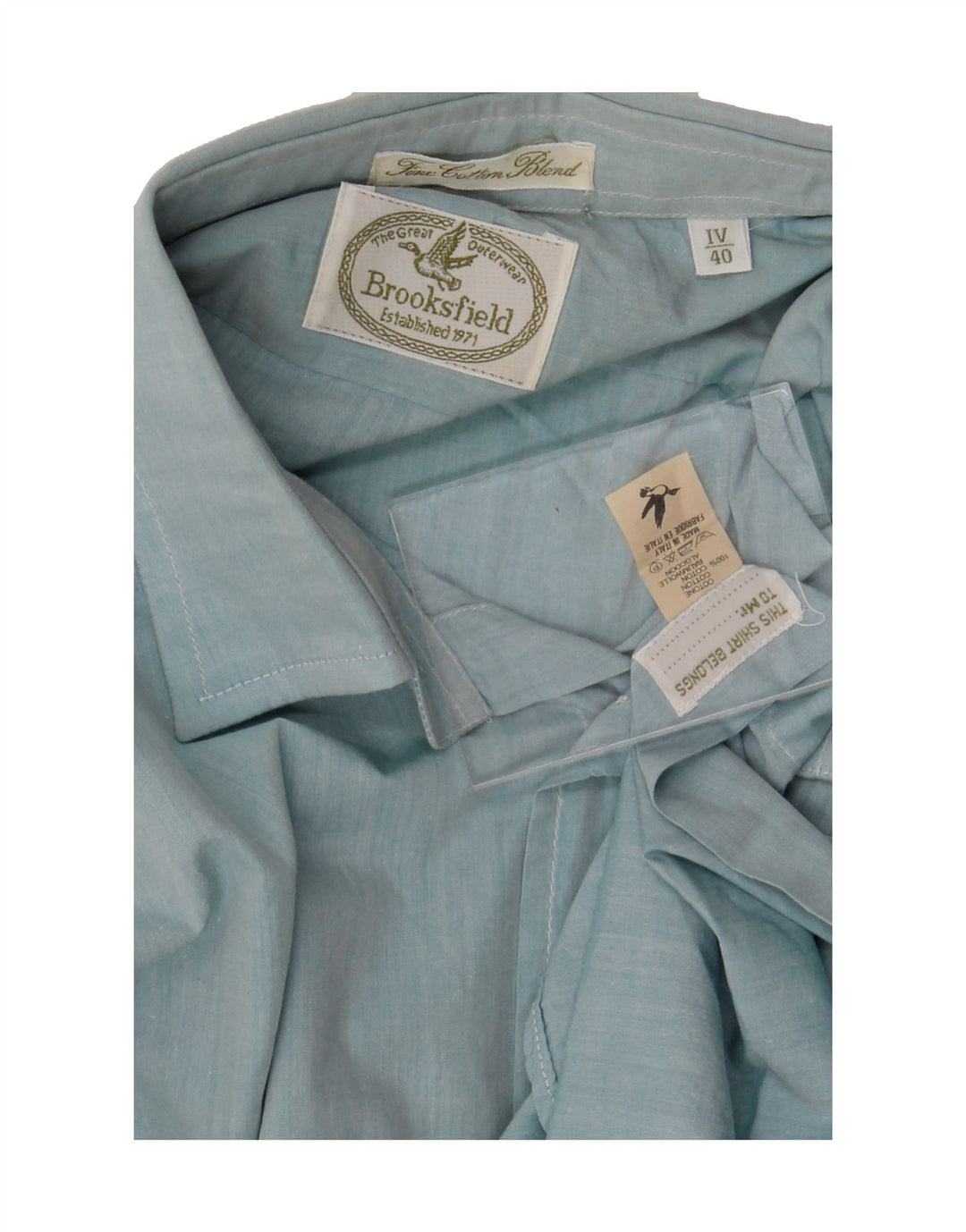 BROOKSFIELD Mens Shirt Size 40 Medium Blue Cotton Vintage Brooksfield and Second-Hand Brooksfield from Messina Hembry 