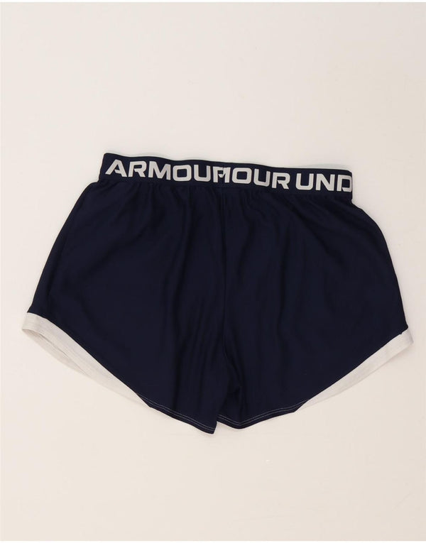 Under Armour Damen Graphic Sport Shorts UK 14 Large Marineblau Farbblock