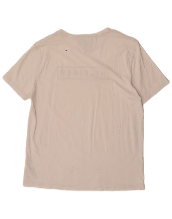 Tommy Hilfiger Herren-T-Shirt mit normaler Passform, Grafik, 2XL, weiße Baumwolle