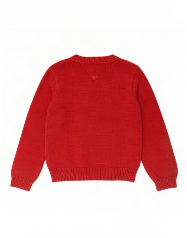 Tommy Hilfiger Jungen-Pullover mit U-Boot-Ausschnitt, 3–4 Jahre, rote Baumwolle