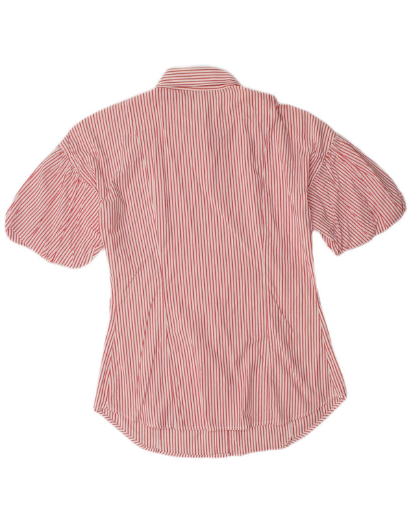 Benetton Damen Kurzarmhemd UK 14 Mittelrot gestreift
