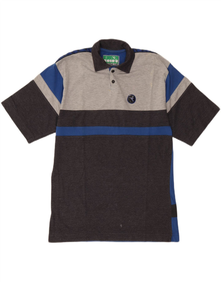 Diadora Herren-Poloshirt aus mittelgrauer Colourblock-Baumwolle
