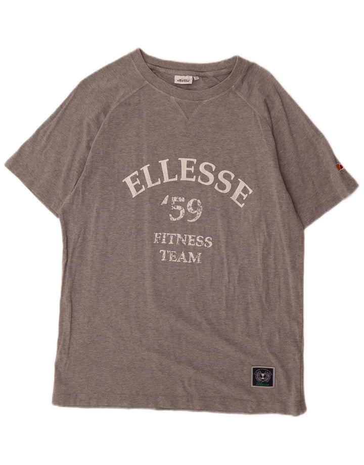 Ellesse Herren-T-Shirt mit Grafik, groß, grau gesprenkelte Baumwolle