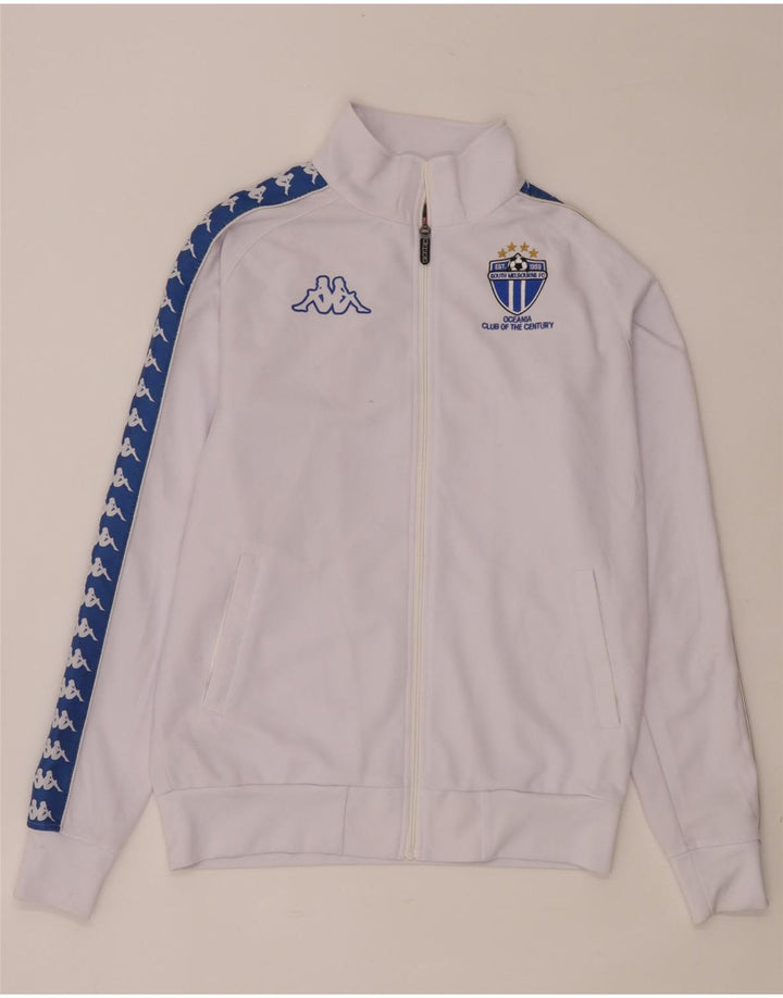 Kappa Herren-Trainingsanzugoberteil mit Grafik, mittelweißes Farbblock-Polyester