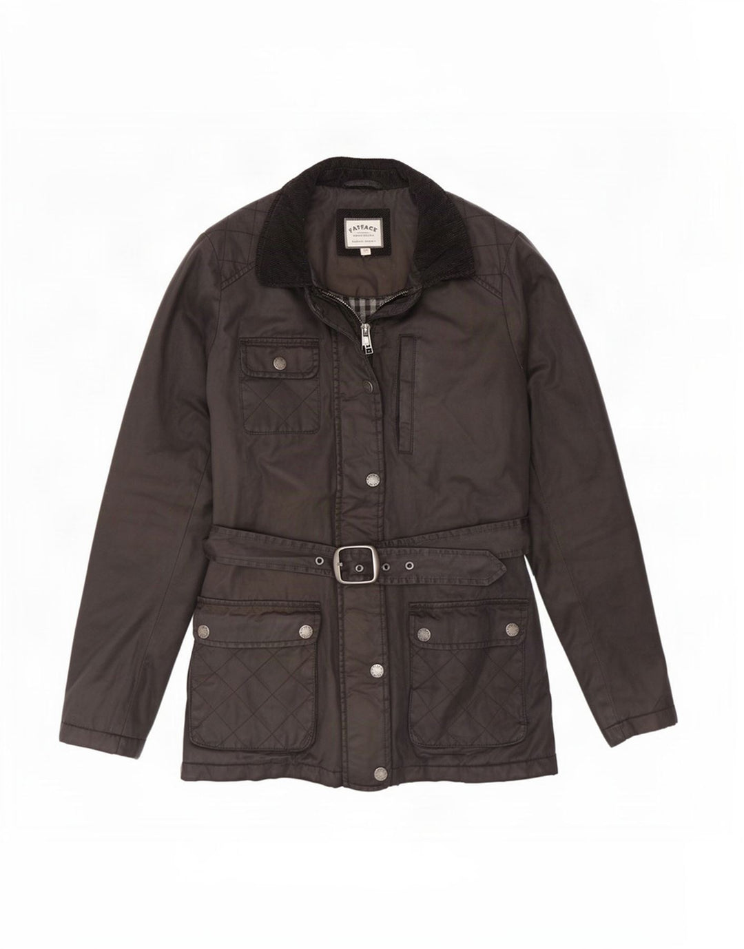 Fat Face Damen-Oversize-Jacke aus gewachster Baumwolle, Gr. 10, Größe S, Grau
