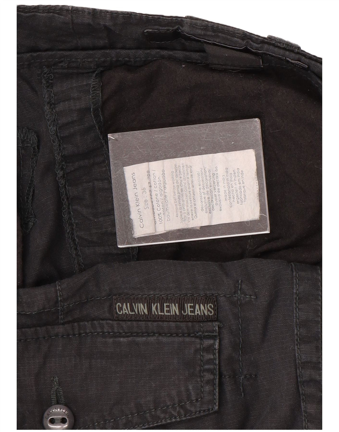 CALVIN KLEIN Herren Cargoshorts W36 Große schwarze Baumwolle