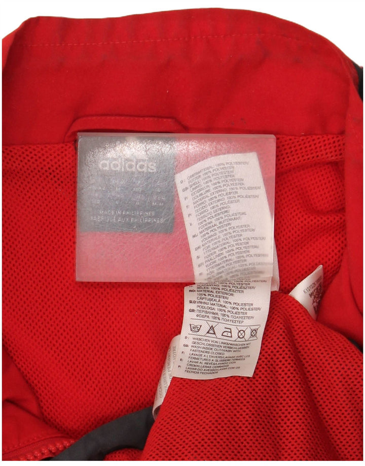 ADIDAS Herren-Trainingsanzug-Oberteiljacke UK 40/42 Mittelrotes Colourblock-Polyester