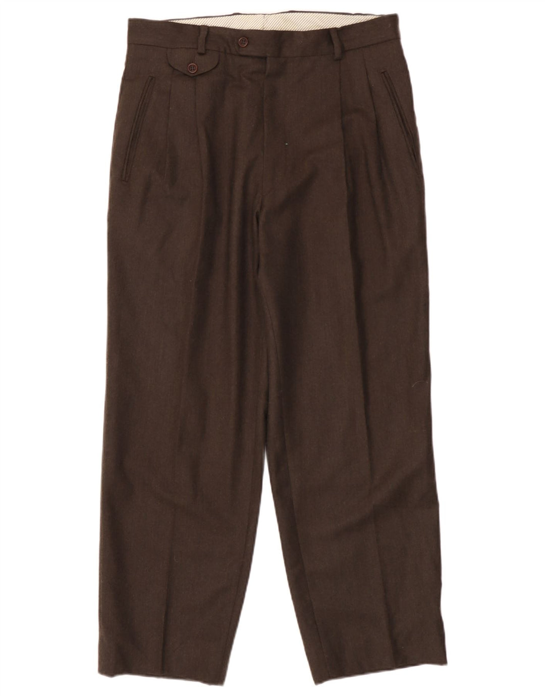 Massimo Dutti Herren-Anzughose mit Klammern, EU 44, Größe L, W34, L28, braune Wolle