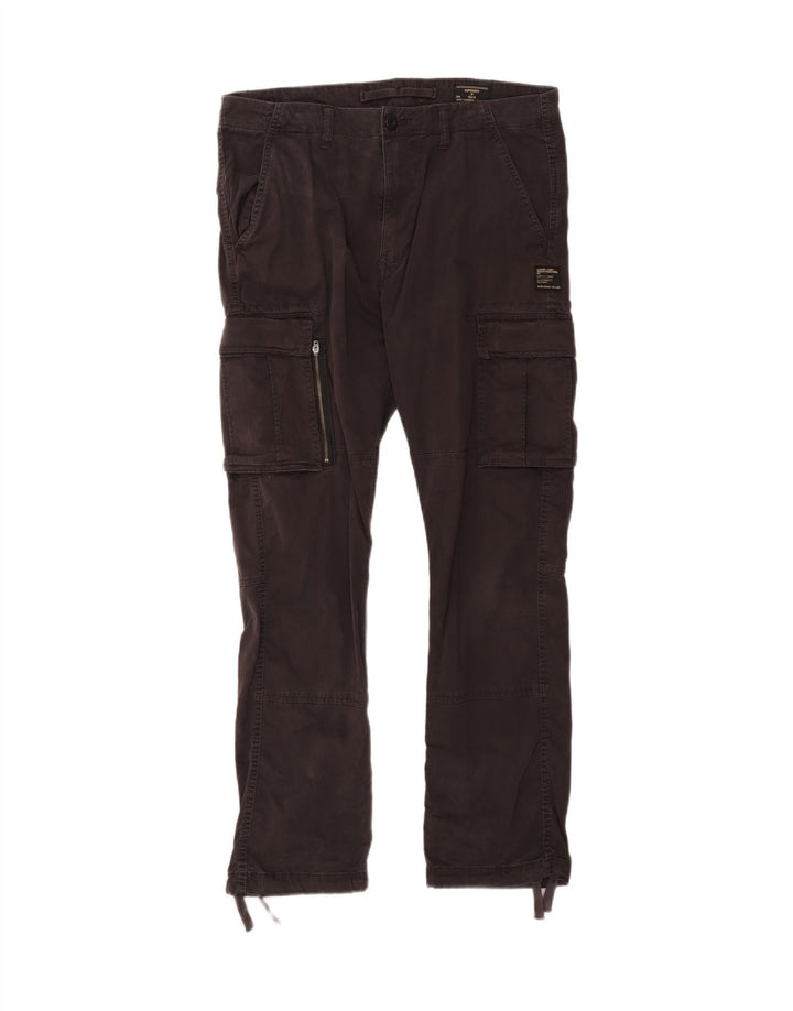 Superdry Herren gerade Cargohose W32 L29 schwarze Baumwolle