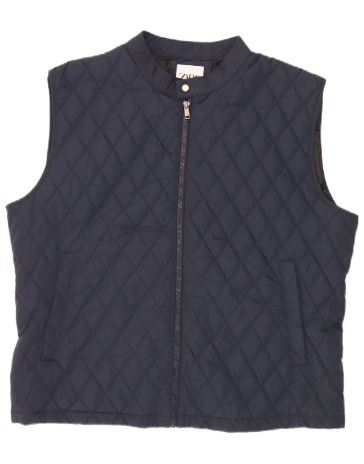 Zara Herren Steppweste UK 44 2XL Marineblau Polyester