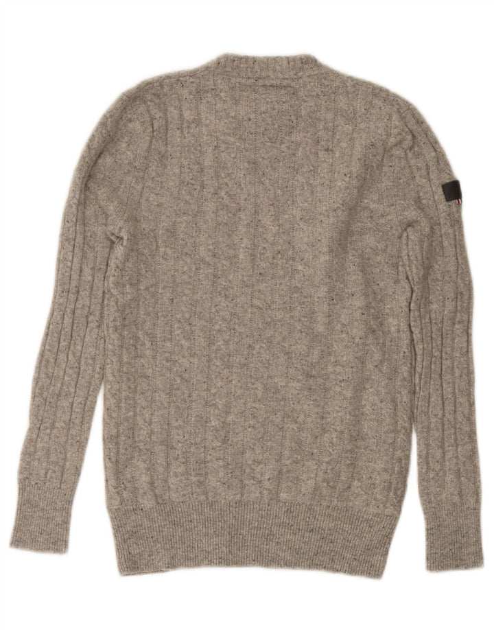 Superdry Damen-Pullover mit Rundhalsausschnitt, UK 10, Größe S, graue Wolle
