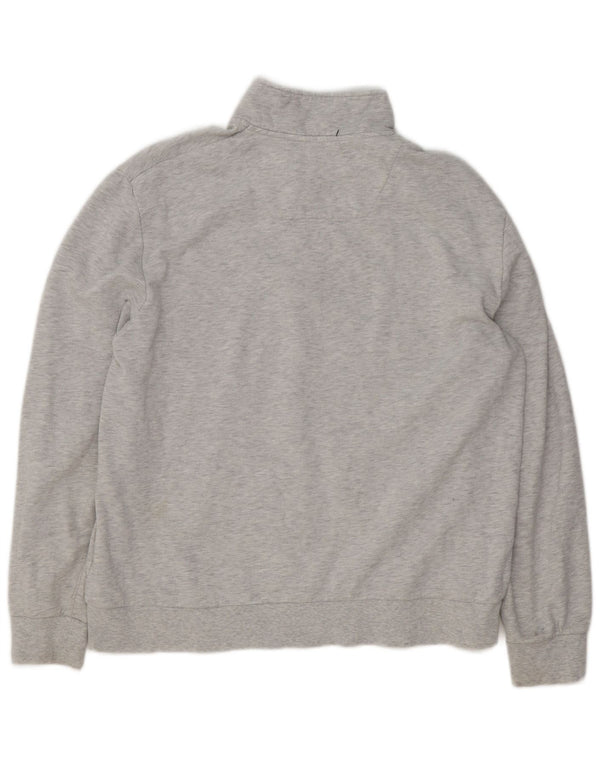 Calvin Klein Mens Graphic Zip Neck Sweatshirt Jumper XL Grey Flecked Cotton