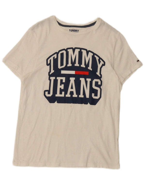Tommy Hilfiger Damen Grafik-T-Shirt-Oberteil UK 6 XS Weiß