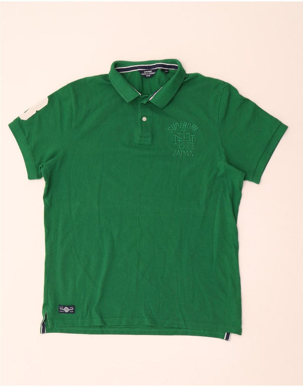 Superdry Herren Rugby-Poloshirt mit Grafik, 2XL, grüne Baumwolle