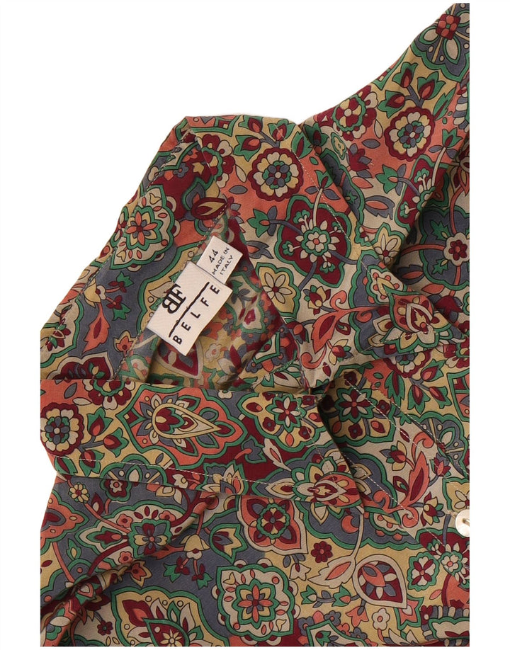 Belfe Damen-Kurzarm-Oversize-Hemd IT 44 Medium Mehrfarbig mit Blumenmuster