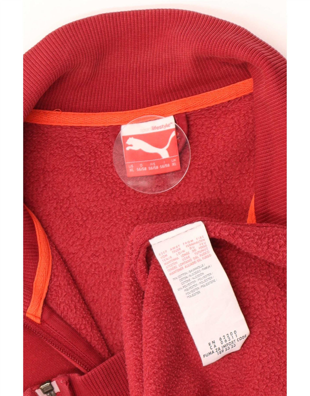 Puma Herren Trainingsanzug Top Jacke XL Burgund Baumwolle