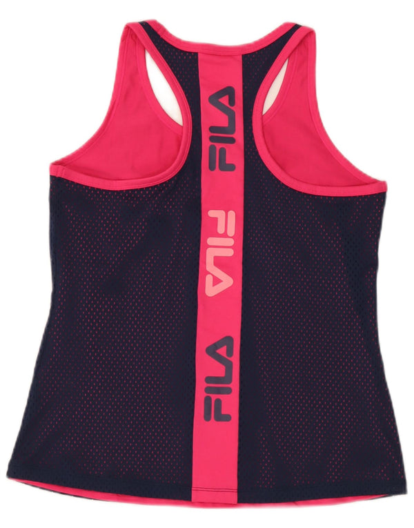 Fila Damen Grafik-Trägershirt UK 12 Medium Marineblau Colourblock Polyester