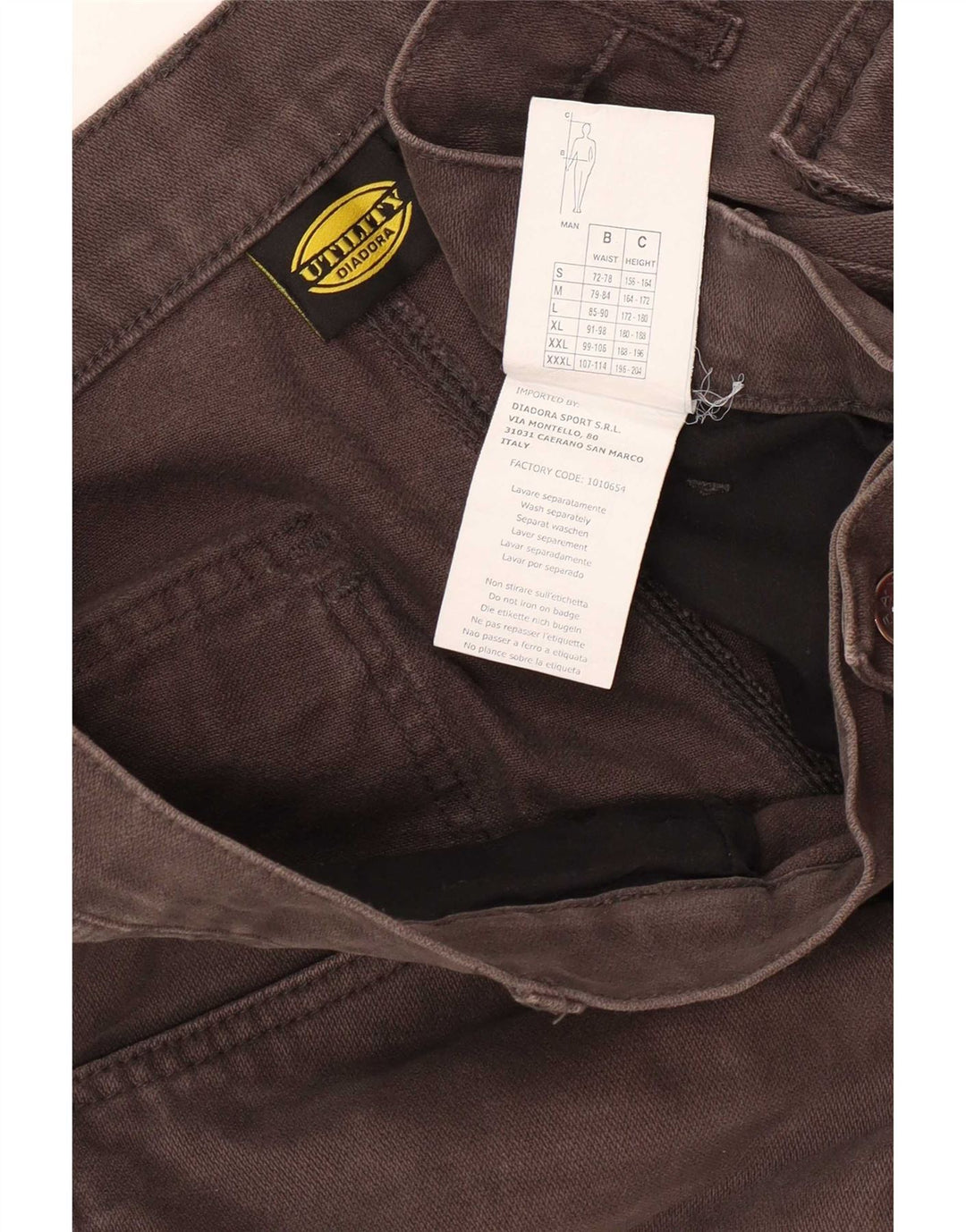 Diadora Slim Cargo-Hose für Herren, Größe L, W34, L34, Grau, Baumwolle