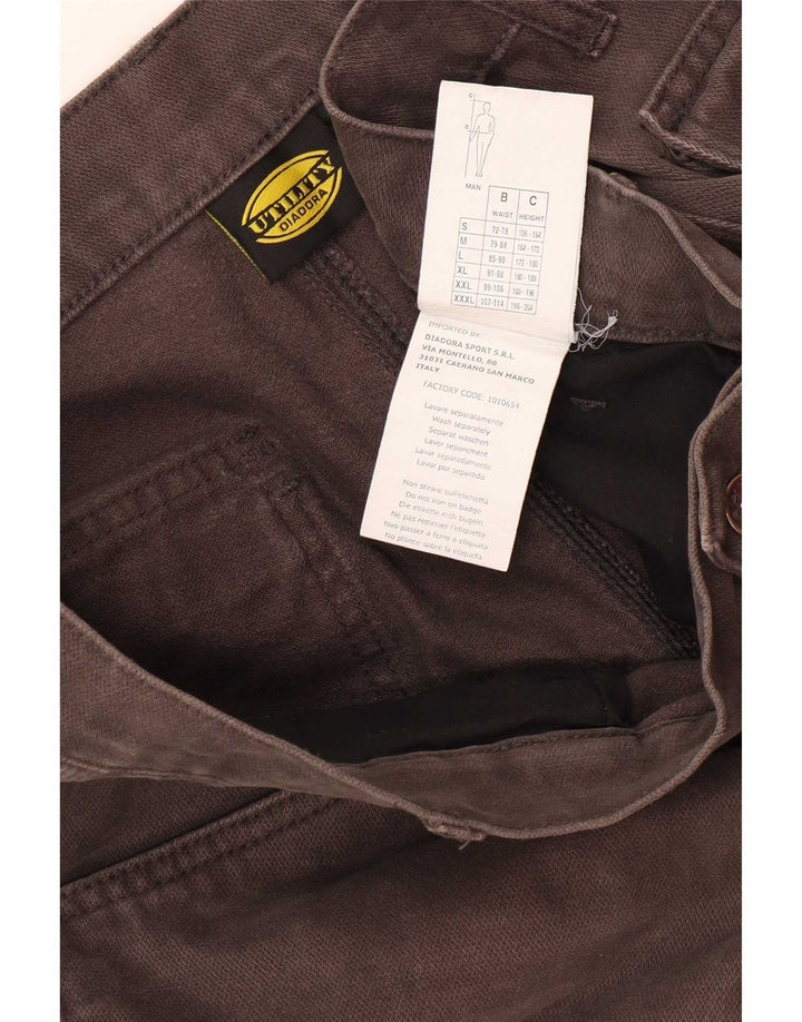 Diadora Slim Cargo-Hose für Herren, Größe L, W34, L34, Grau, Baumwolle