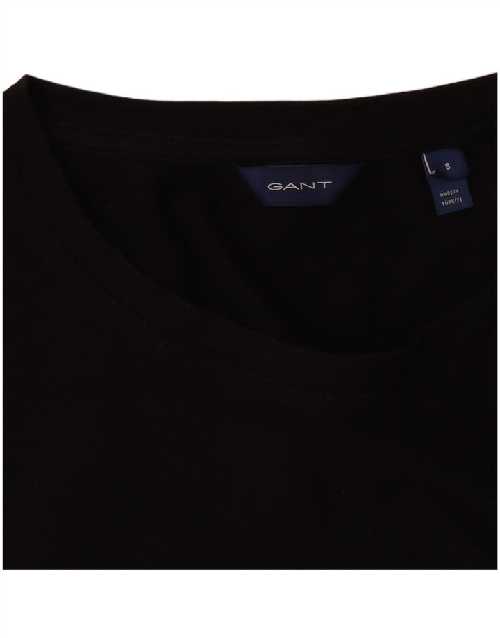 Gant Damen T-Shirt Top UK 10 Small Schwarz Baumwolle
