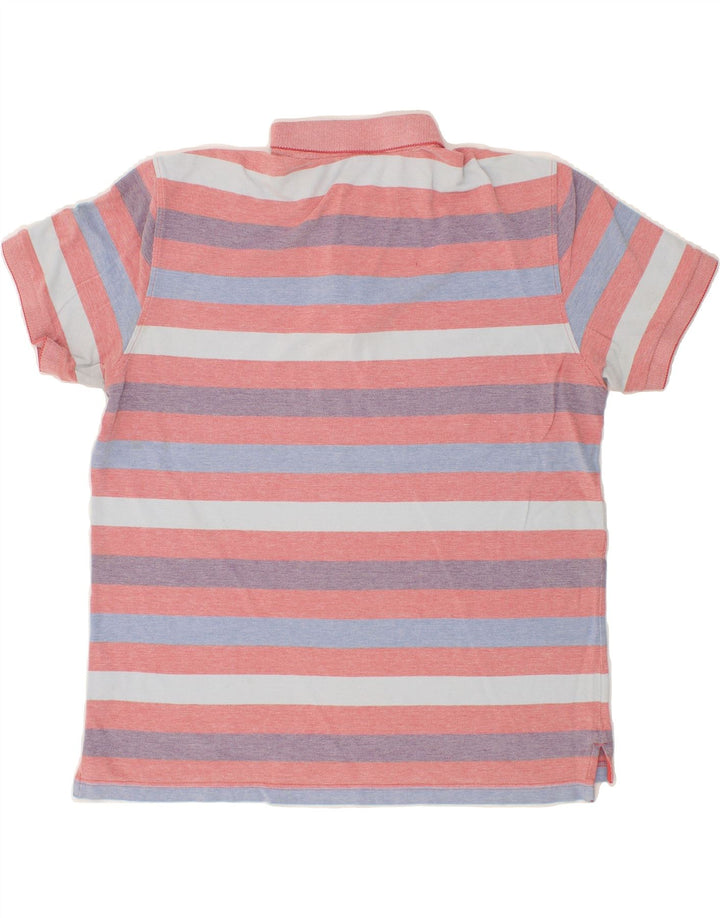 IZOD Mens Polo Shirt Large Pink Striped Cotton Vintage Izod and Second-Hand Izod from Messina Hembry 