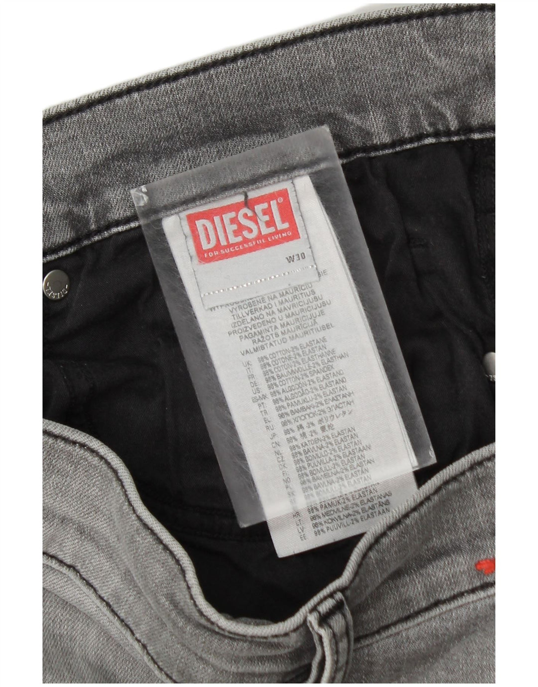 Diesel Herren Slim Jeans W30 L30 Graue Baumwolle