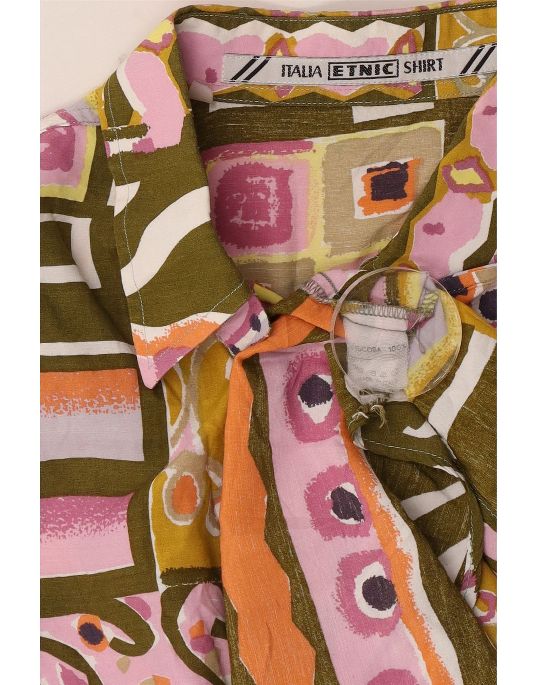 Vintage Herren-Kurzarmhemd, groß, mehrfarbig, Patchwork-Viskose
