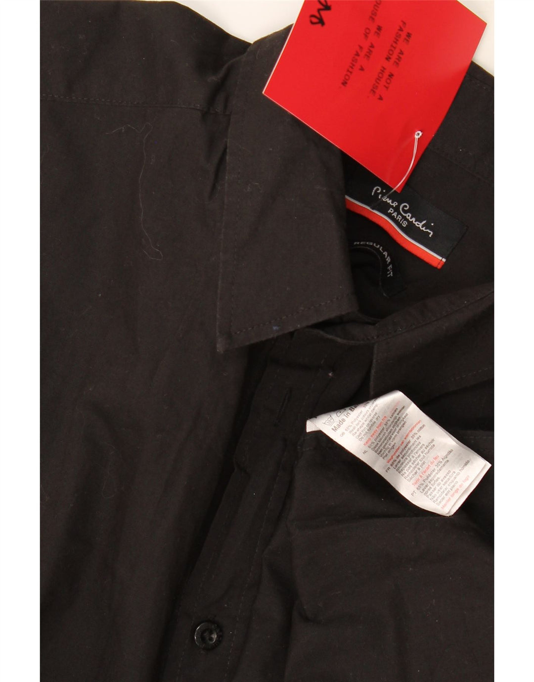 Pierre Cardin Herren-Hemd, kurzärmelig, normale Passform, groß, aus schwarzem Polyester