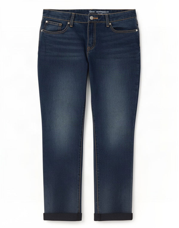 Gap Damen Boyfriend-Fit Tapered-Jeans UK 10 Small W30 L27 Blaue Baumwolle