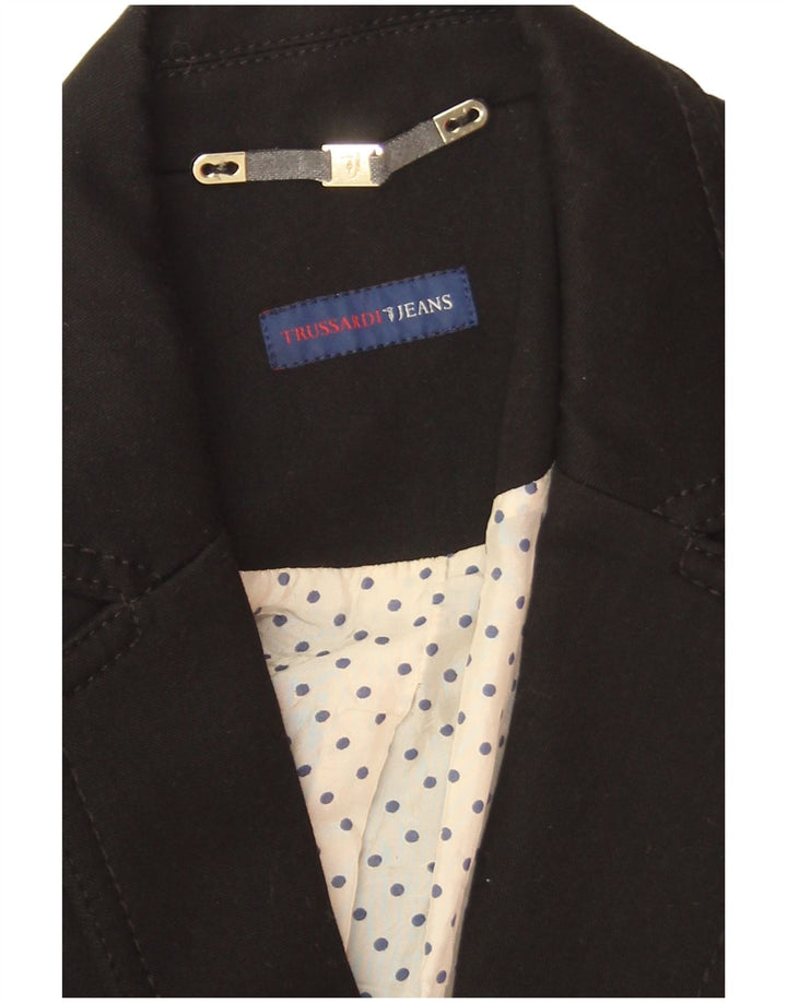 Trussardi Jeans Damen 2-Knopf-Blazerjacke UK 14 Mittelschwarz
