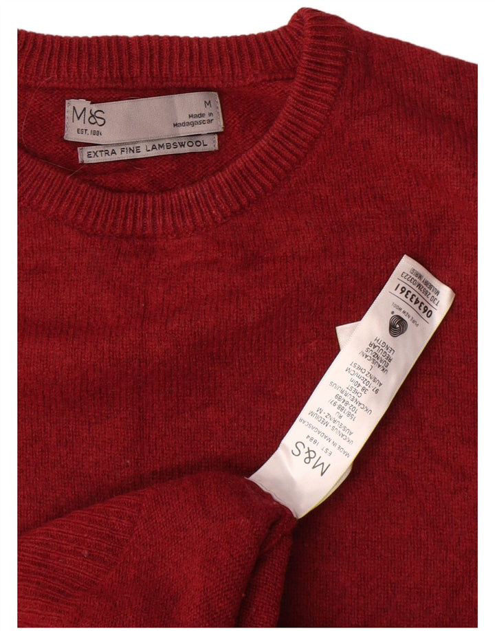 Marks & Spencer Herren-Pullover mit Rundhalsausschnitt, mittelrote Wolle