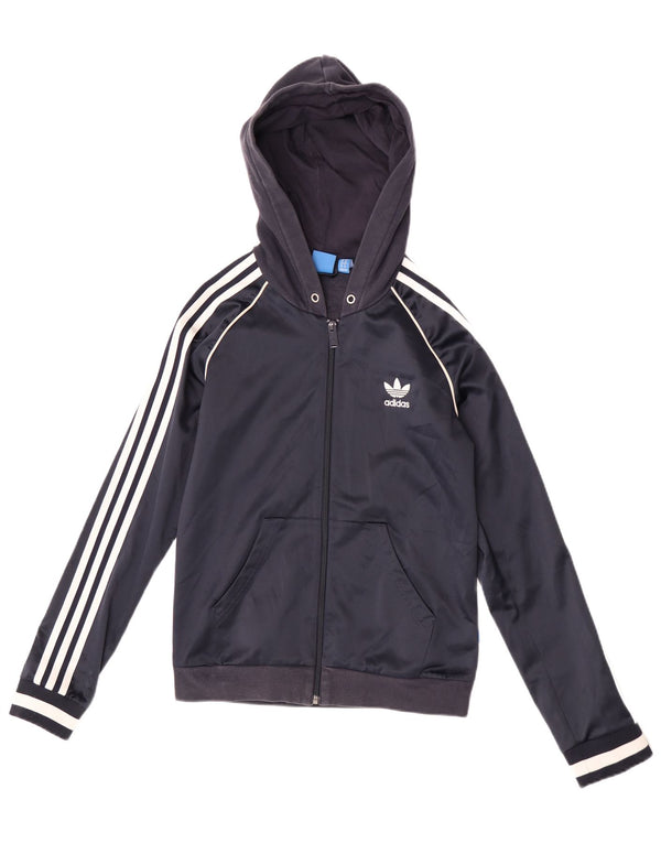 Adidas Damen-Trainingsanzug mit Kapuze, Top-Jacke, UK 10, Größe S, Marineblau, Polyester