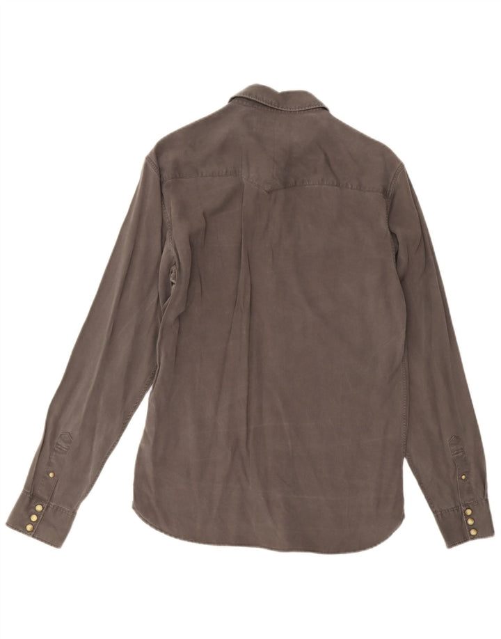 All Saints Herren-Hemd, klein, graues Lyocell