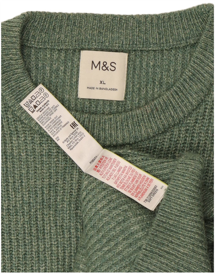 Marks & Spencer Herren-Pullover mit Rundhalsausschnitt, XL, grünes Polyamid