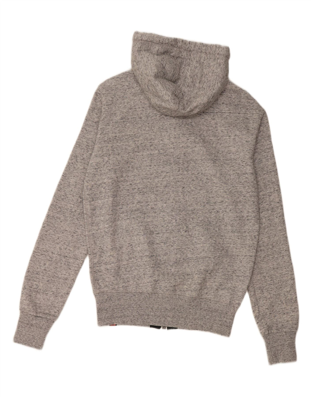 SUPERDRY Herren-Kapuzenpullover mit Grafik, lockerer Passform und Reißverschluss, XS, grau gefleckte Baumwolle