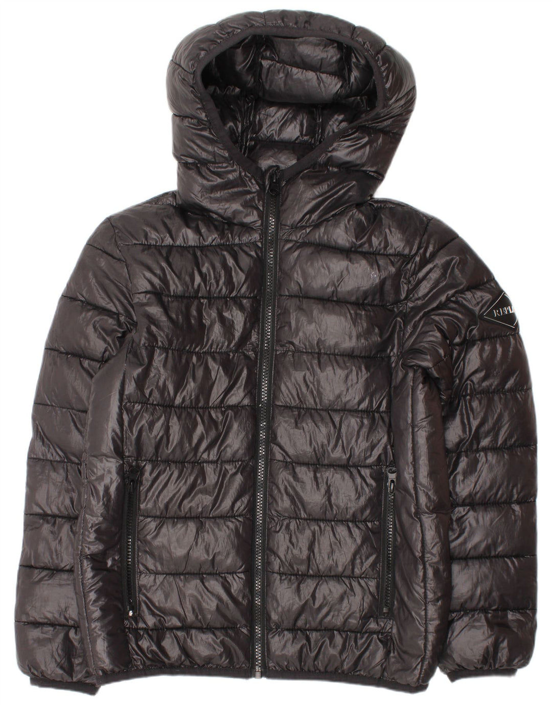 Replay Wattierte Jacke mit Kapuze für Jungen, 9–10 Jahre, schwarzes Polyester