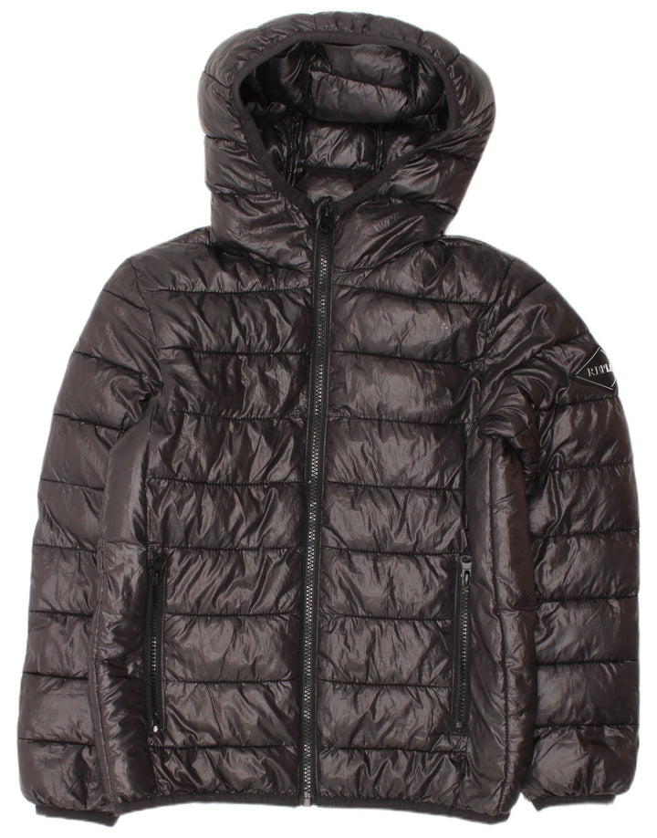 Replay Wattierte Jacke mit Kapuze für Jungen, 9–10 Jahre, schwarzes Polyester