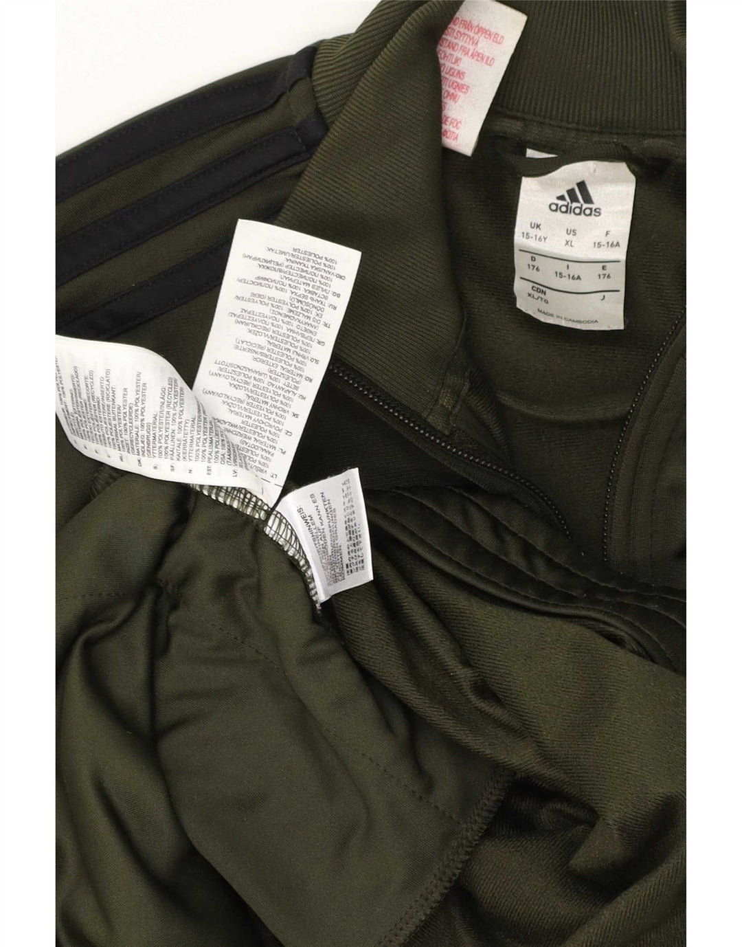 Adidas Jungen Trainingsanzug Top Jacke 15-16 Jahre Grün Polyester