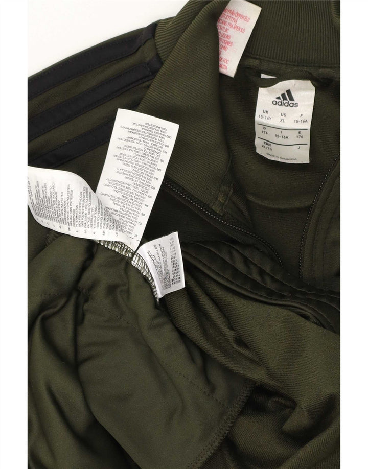 Adidas Jungen Trainingsanzug Top Jacke 15-16 Jahre Grün Polyester