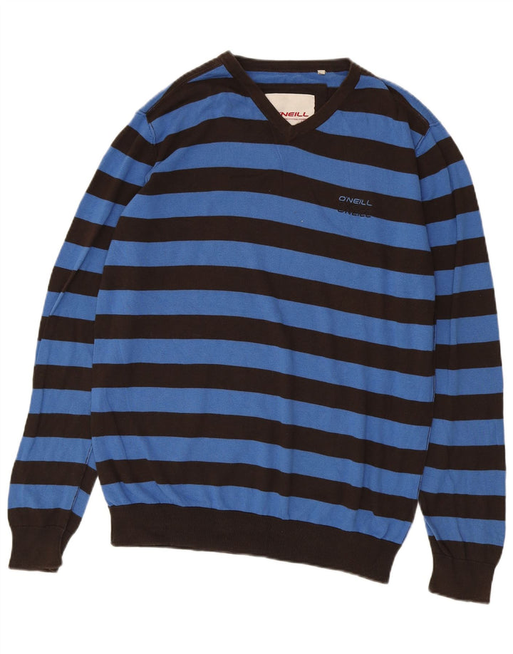 O'Neill Herren-Pullover mit V-Ausschnitt, Mittelblau gestreift
