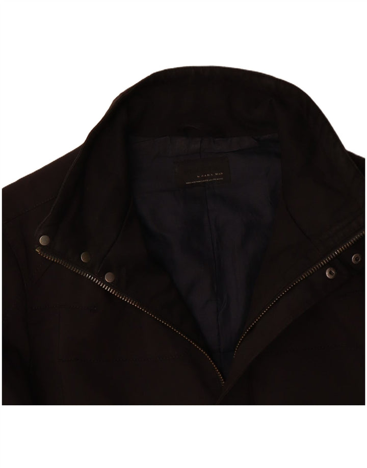 ZARA Mens Bomber Jacket UK 44 2XL Black Polyester